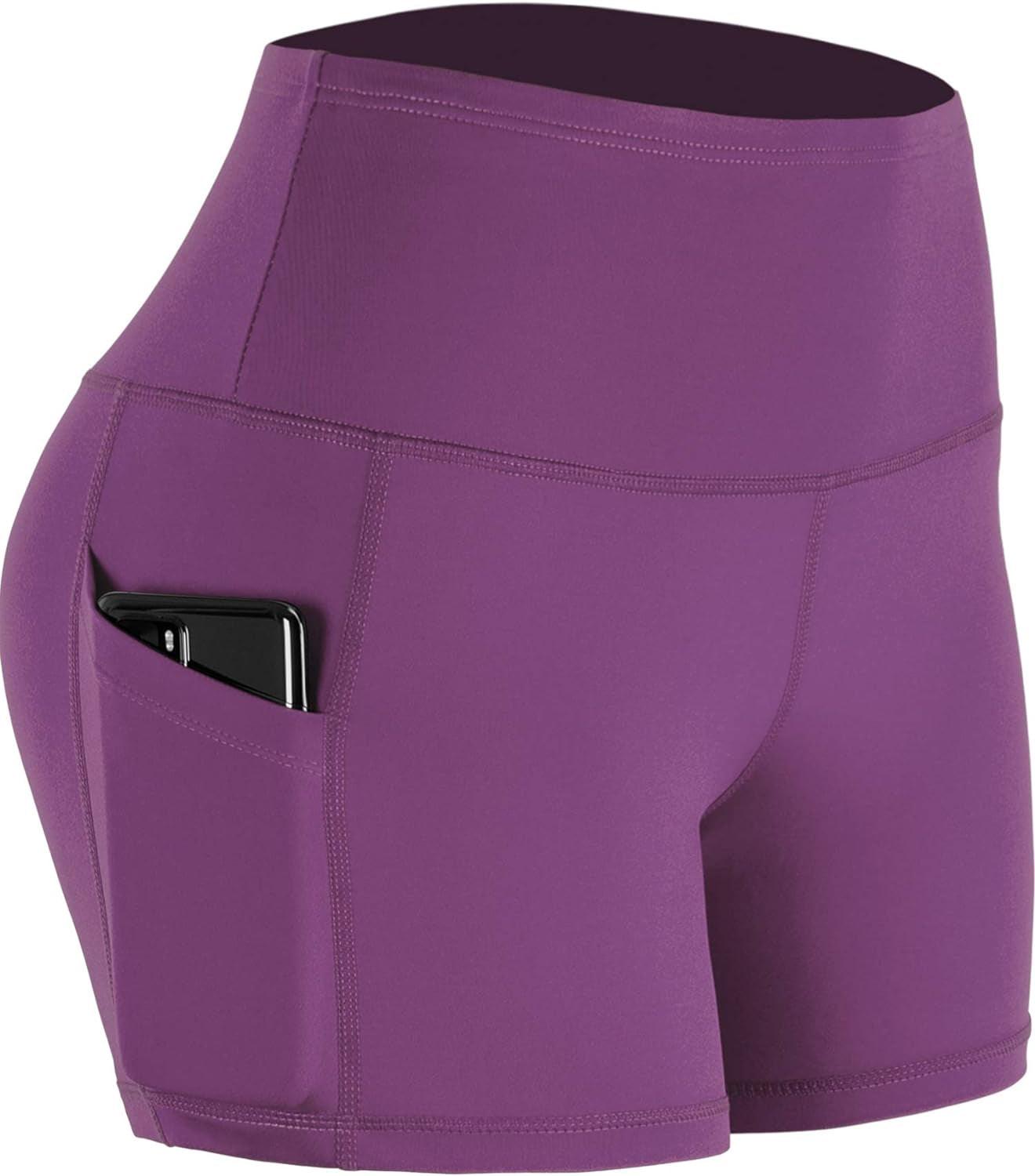 High Waist Athletic Shorts for Womens Yoga Fitness Running Shorts with Deep Pockets.