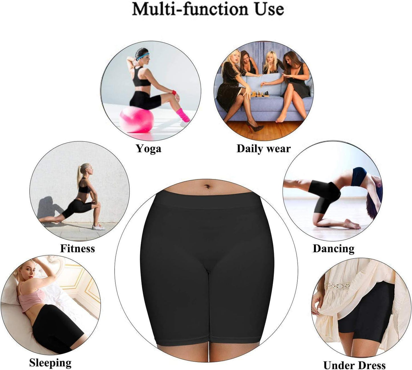 Women'S Slip Shorts for under Dresses, Seamless Smooth Comfortable Stretch Yoga & Bike Shorts.