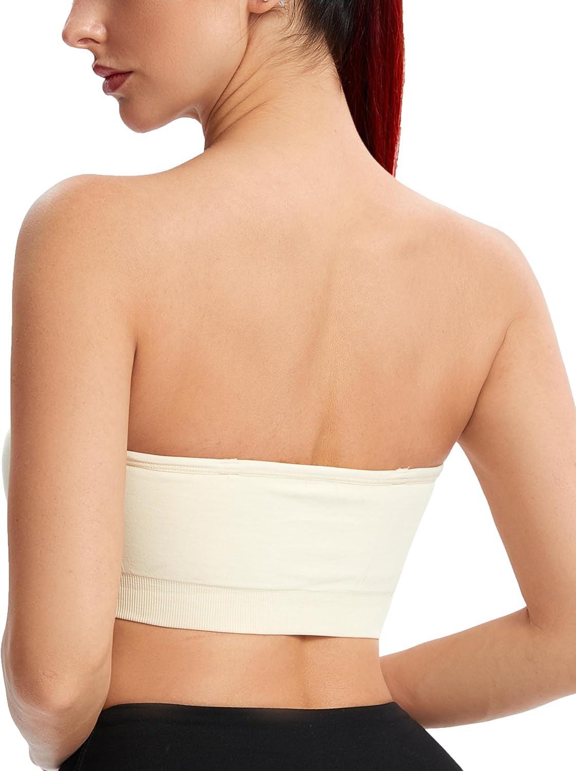 Strapless Bras for Women Non-Slip Silicone Bandeau Bralette Seamless Wireless Strapless Bra Padded Tube Top
