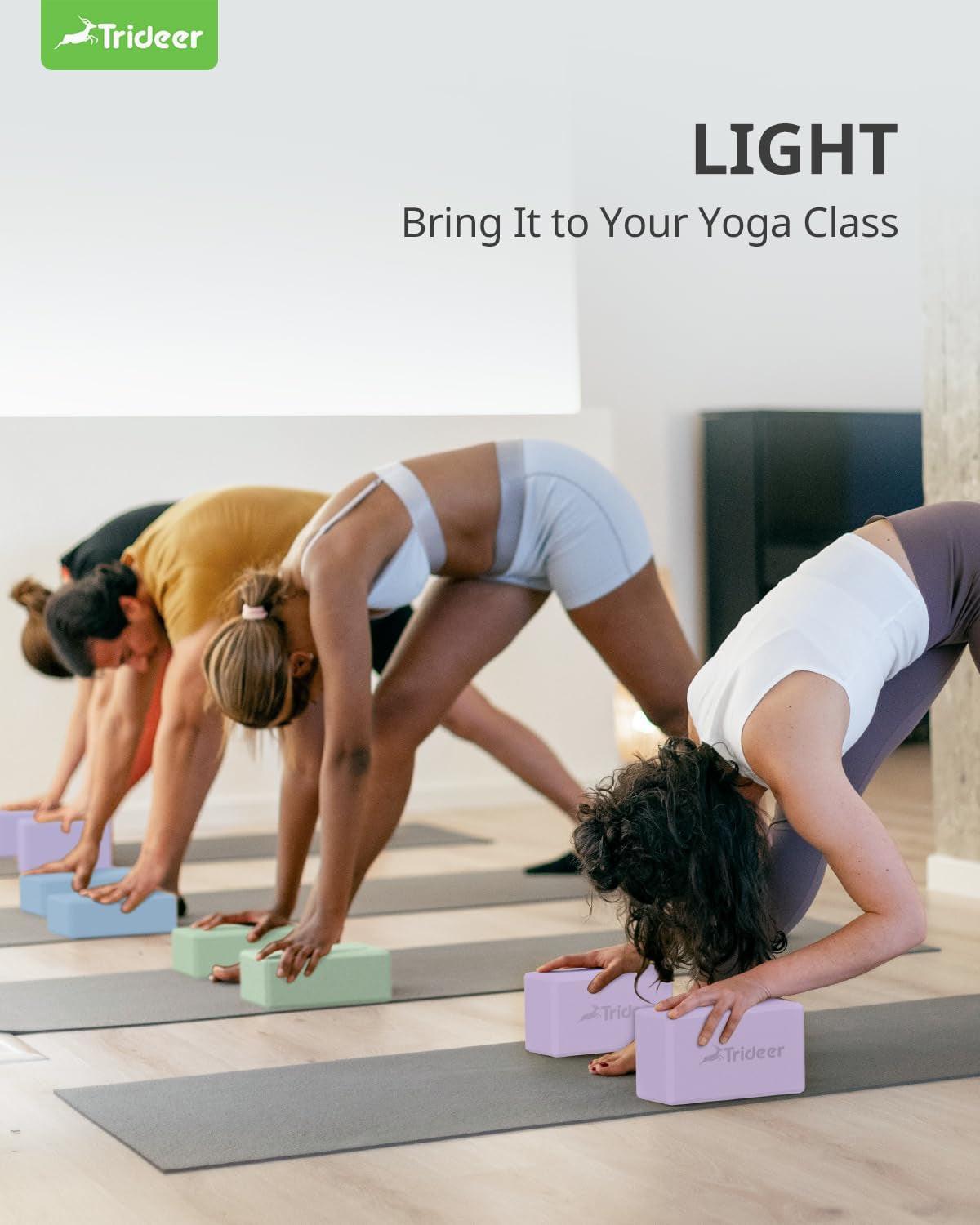 Yoga Blocks 2 Pack, Soft Non-Slip Foam Blocks with Beveled Edges for Alignment and Stretching in Yoga, Pilates, and Dance - Supportive, Lightweight, Odor Resistant, Latex-Free.