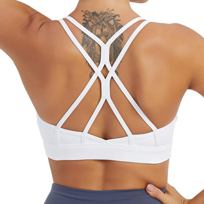Women'S Sports Bra, Crisscross Back Padded Strappy Sports Bra Medium Support Yoga Bra with Removable Cups.