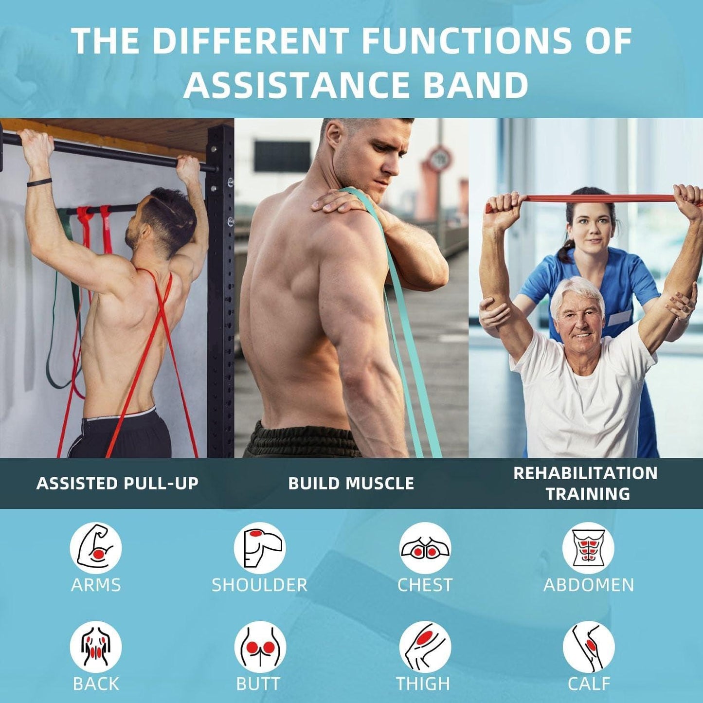 Resistance Bands, Pull up Bands, Pull up Assist Band Exercise Bands for Men & Women Working Out, Body Stretching, Physical Therapy, Muscle Training.