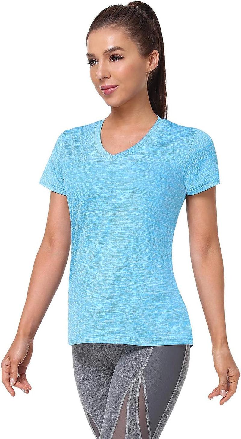 5-Pack Women'S Short Sleeve Dry Fit T-Shirt Moisture Wicking Athletic V-Neck Tee.