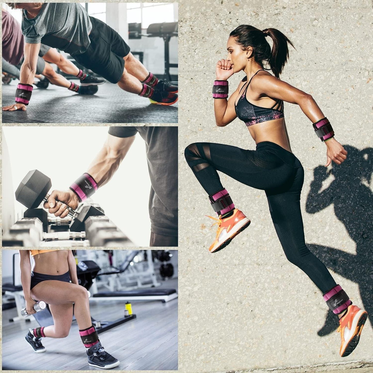 Adjustable Ankle Wrist Weights for Men Women Kids, Adjustable Leg & Cuff Weight Straps for Fitness, Walking, Running, Aerobics, Yoga, Gym | 2 Lbs for Each Ankle, 1 Pair Total Weight 4 Lbs.
