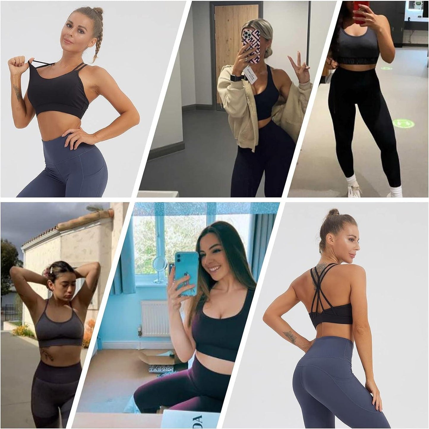 Women'S Sports Bra, Crisscross Back Padded Strappy Sports Bra Medium Support Yoga Bra with Removable Cups.