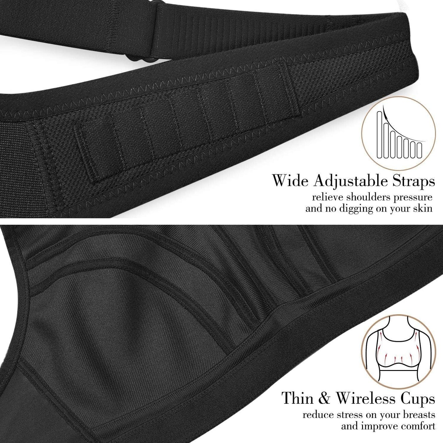 Womens Sports Bras High Impact Adjustable Wireless plus Size Sports Bra Full Figure Large Bust Workout Running Bra