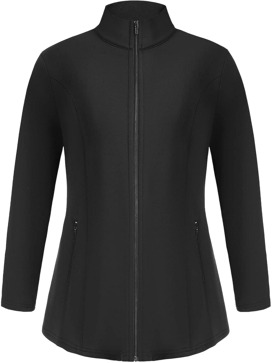 Women Athletic Jacket plus Size Full Zip Lightweight Casual with Zipper Pockets