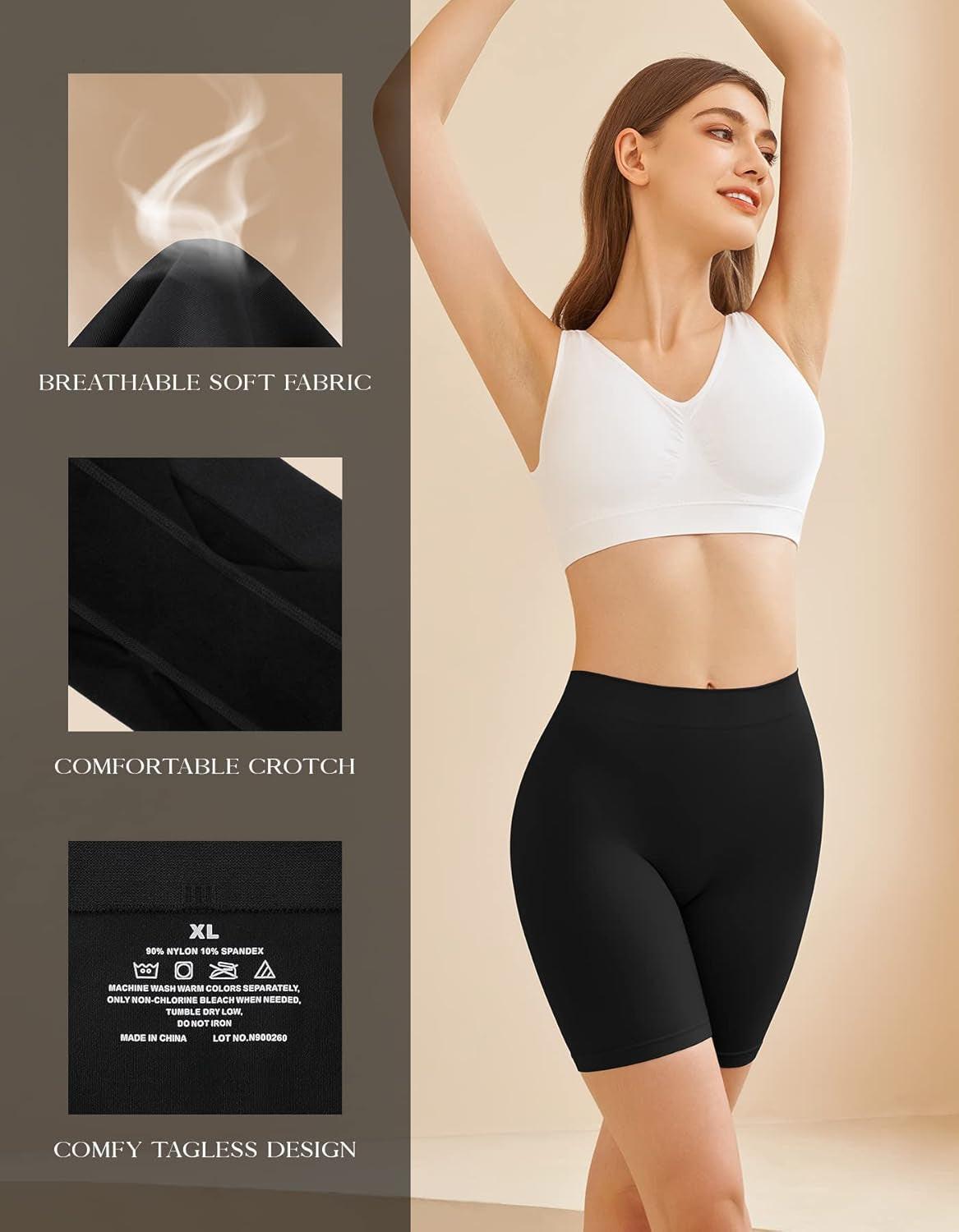 Women'S Slip Shorts for under Dresses, Seamless Smooth Comfortable Stretch Yoga & Bike Shorts.