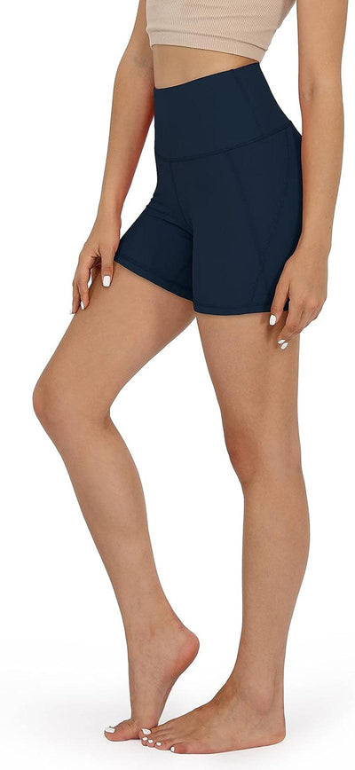 Women'S Yoga Short Tummy Control Workout Running Athletic Non See-Through Yoga Shorts with Hidden Pocket,Navy,Xx-Large.