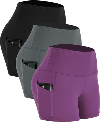 High Waist Athletic Shorts for Womens Yoga Fitness Running Shorts with Deep Pockets.