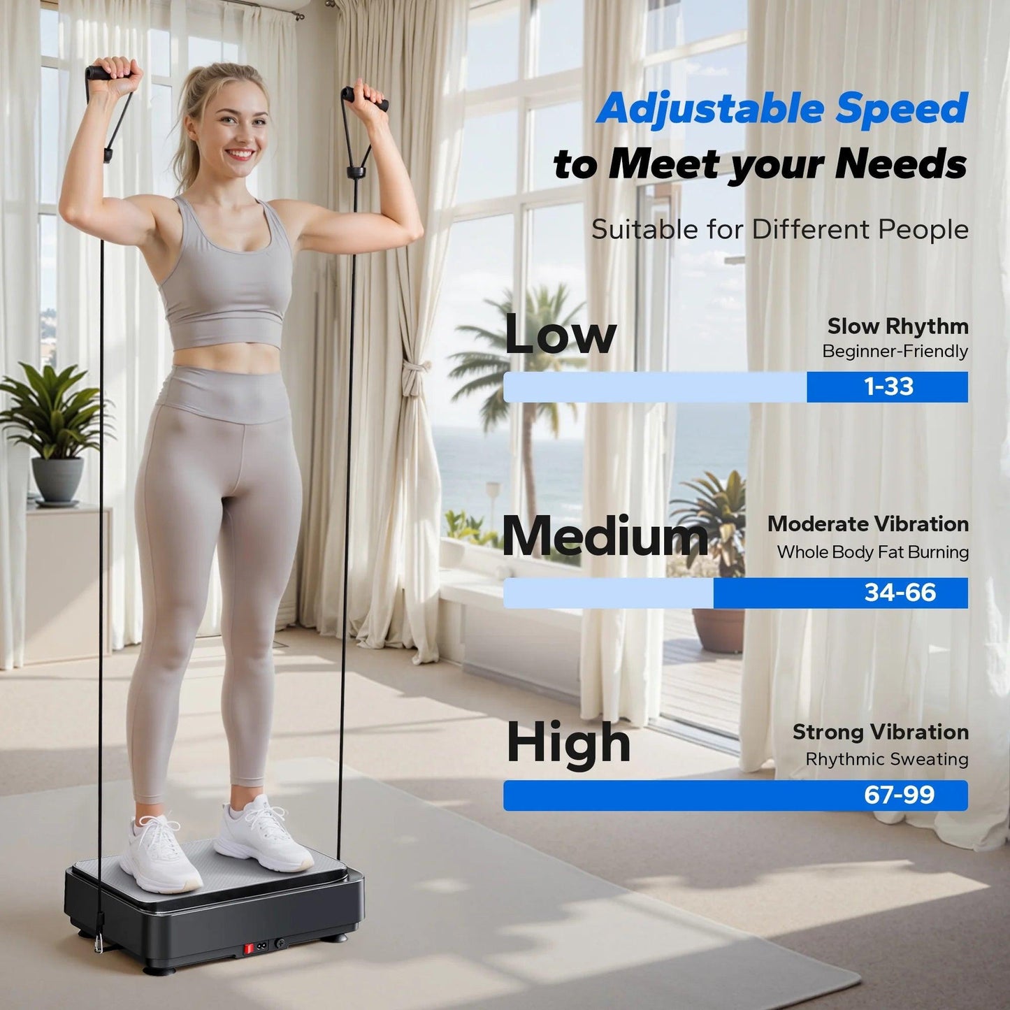 Vibration Plate Exercise Machine Mini for Lymphatic Drainage Whole Body Shaker Weight Loss for Women Men Seniors.