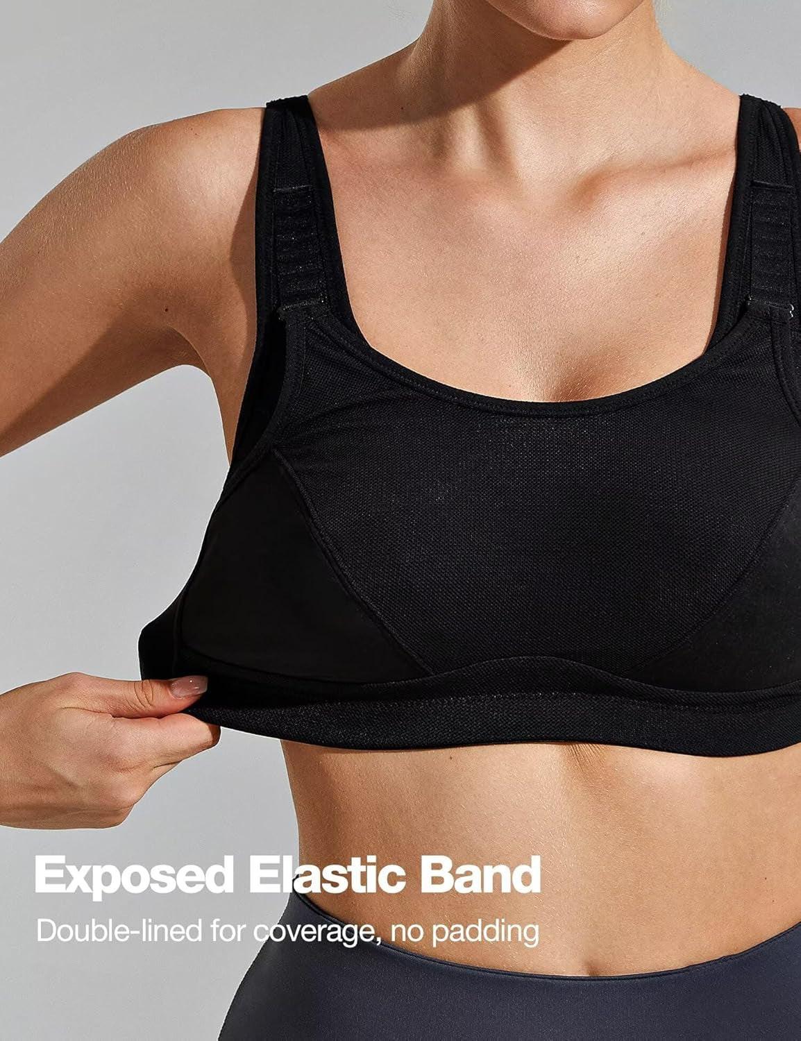 Womens Sports Bras High Impact Adjustable Wireless plus Size Sports Bra Full Figure Large Bust Workout Running Bra