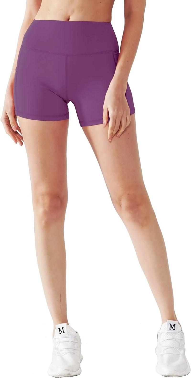 High Waist Athletic Shorts for Womens Yoga Fitness Running Shorts with Deep Pockets.