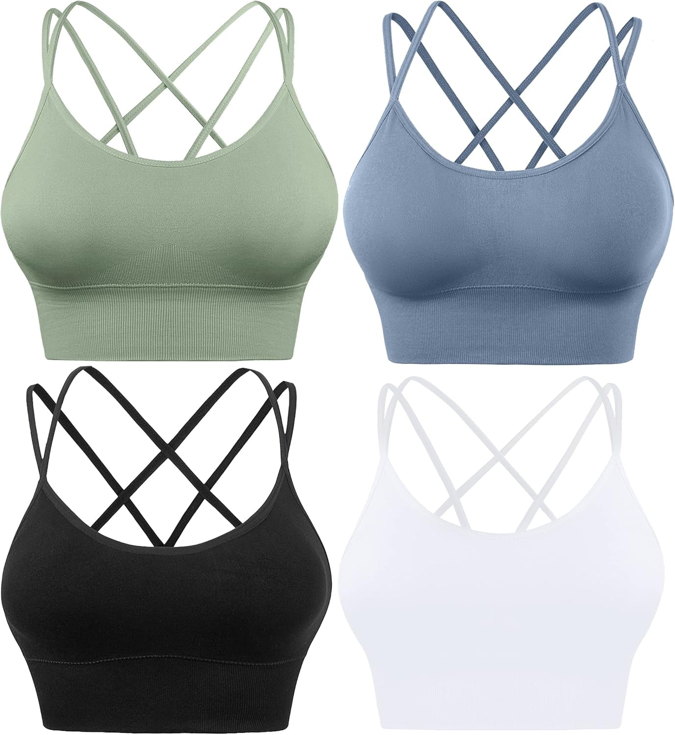Sports Bras for Women High Impact Cross Back Strappy Bras Cropped Padded Seamless Workout Yoga Bras Set