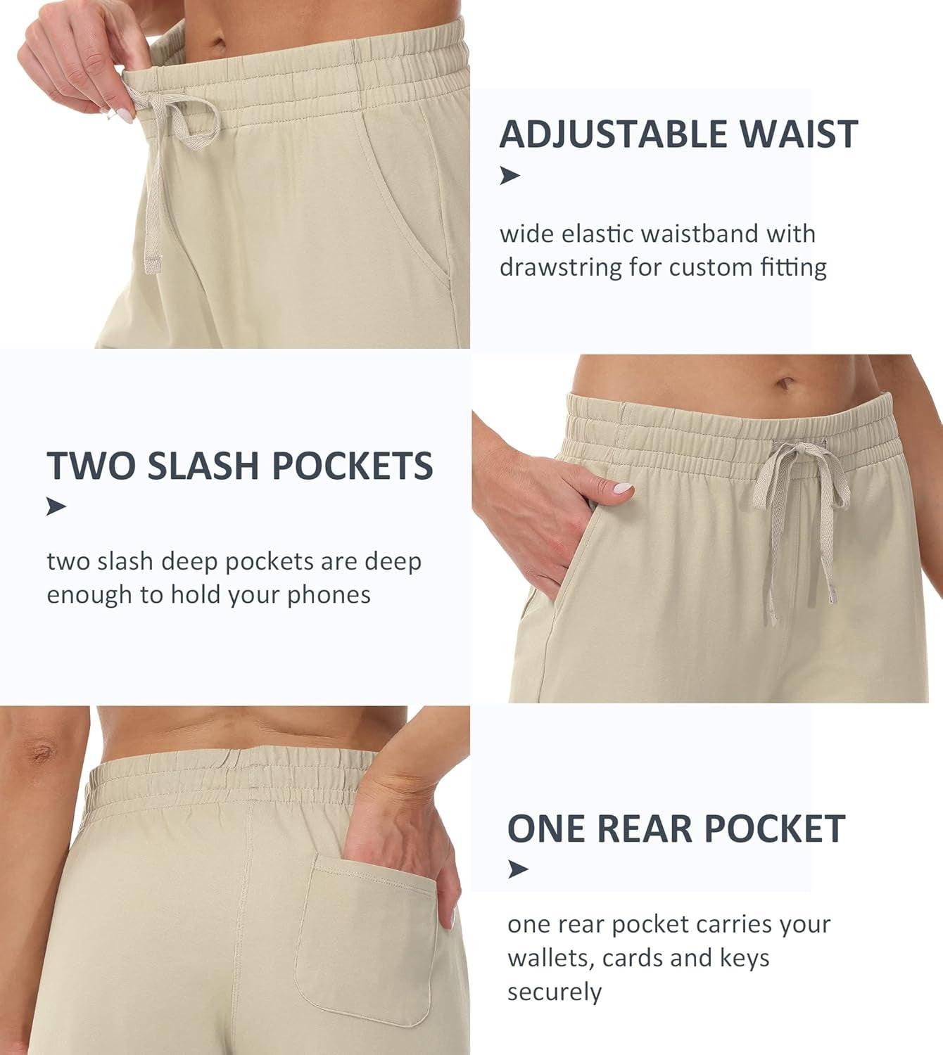 Womens Capri Pants Wide Leg Yoga Capris Summer High Waisted Casual Lounge Cropped Pants with Pockets