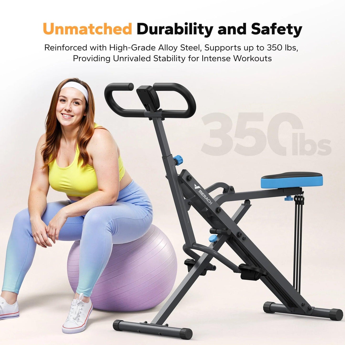 Squat Assist Trainer Foldable Glutes Leg Workout Machine with 3 Tension Bands, 350 Lbs.