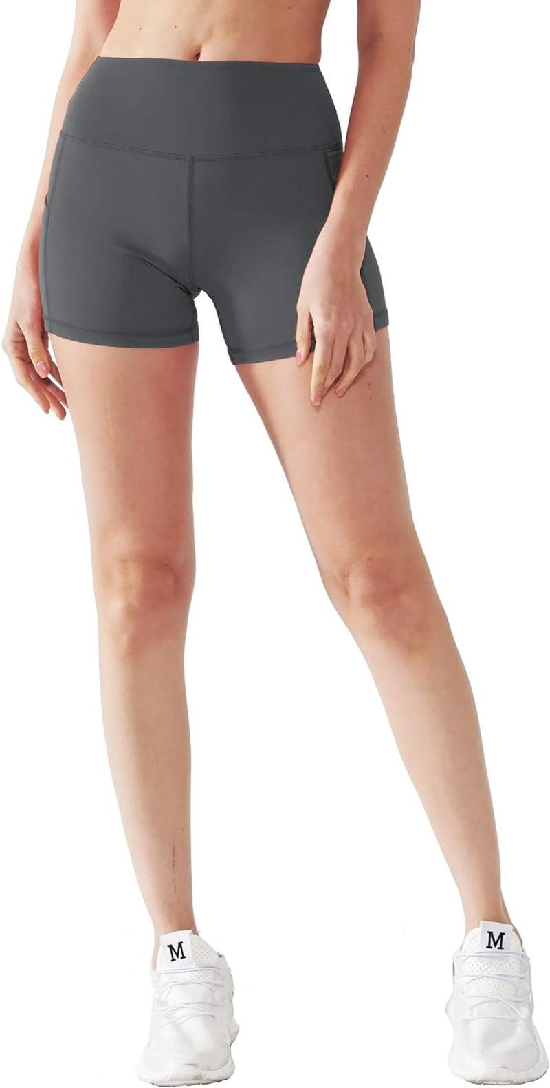 High Waist Athletic Shorts for Womens Yoga Fitness Running Shorts with Deep Pockets.