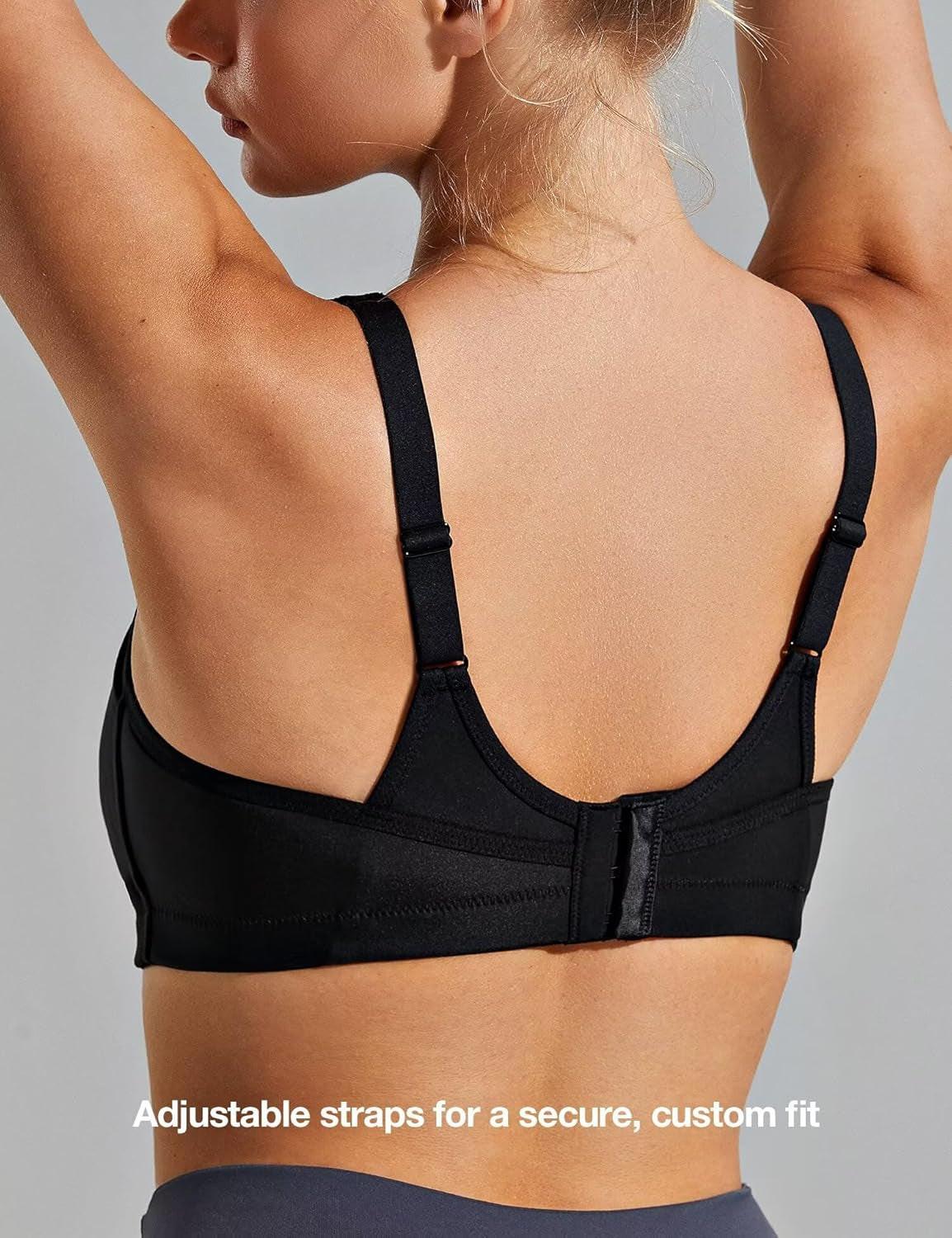 Womens Sports Bras High Impact Adjustable Wireless plus Size Sports Bra Full Figure Large Bust Workout Running Bra