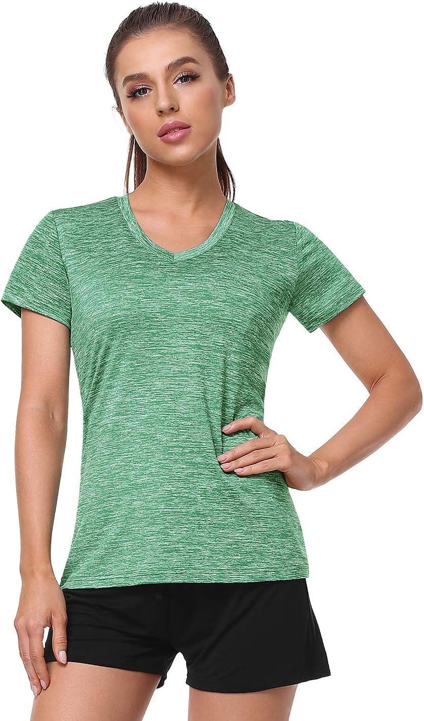5-Pack Women'S Short Sleeve Dry Fit T-Shirt Moisture Wicking Athletic V-Neck Tee.