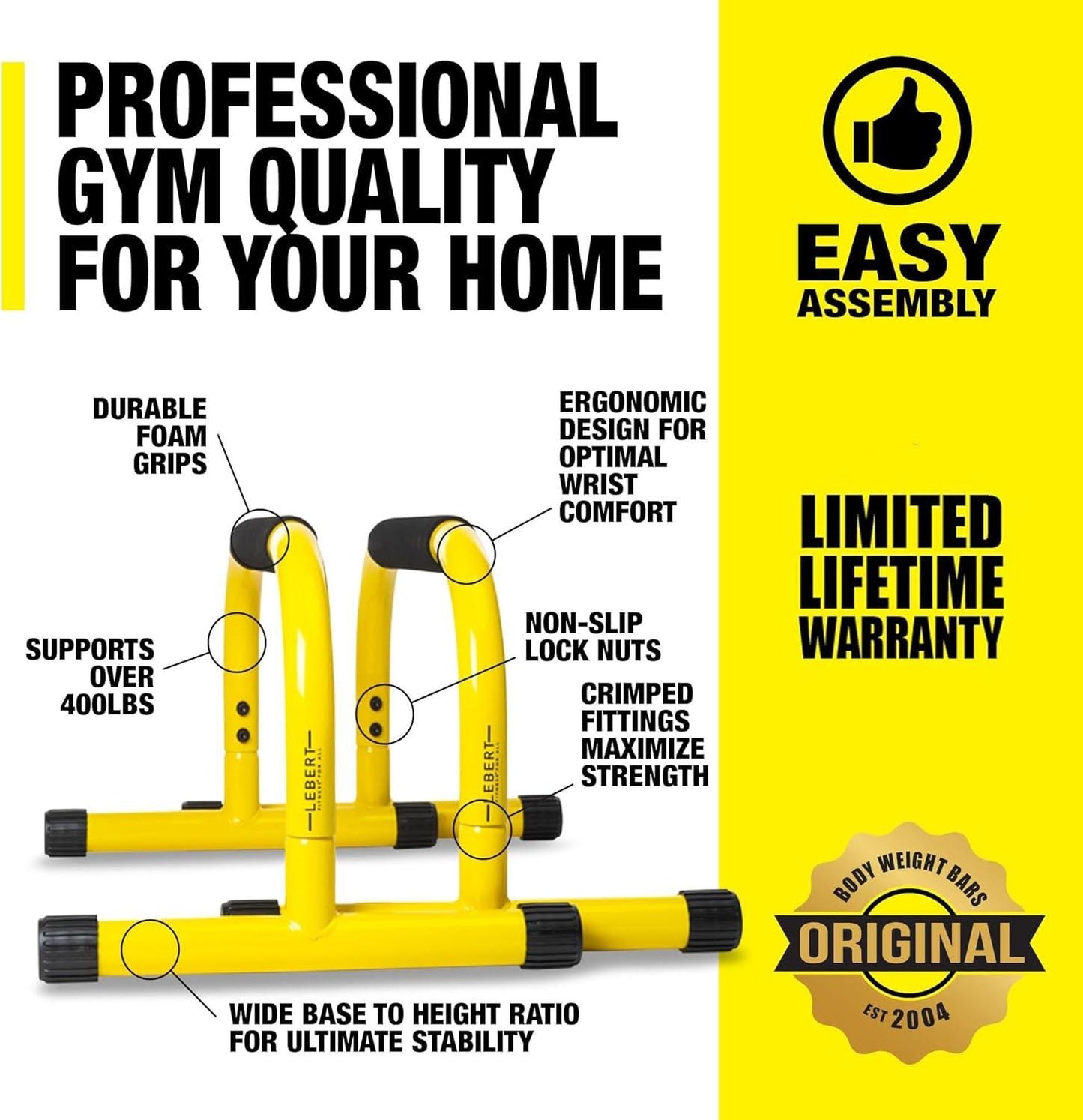 Parallette Push up Bars Dip Station Stand - Perfect for Home and Garage Gym Exercise Equipment - Gymnastics, Calisthenics, Strength Training Parallel Bars for Men and Women.