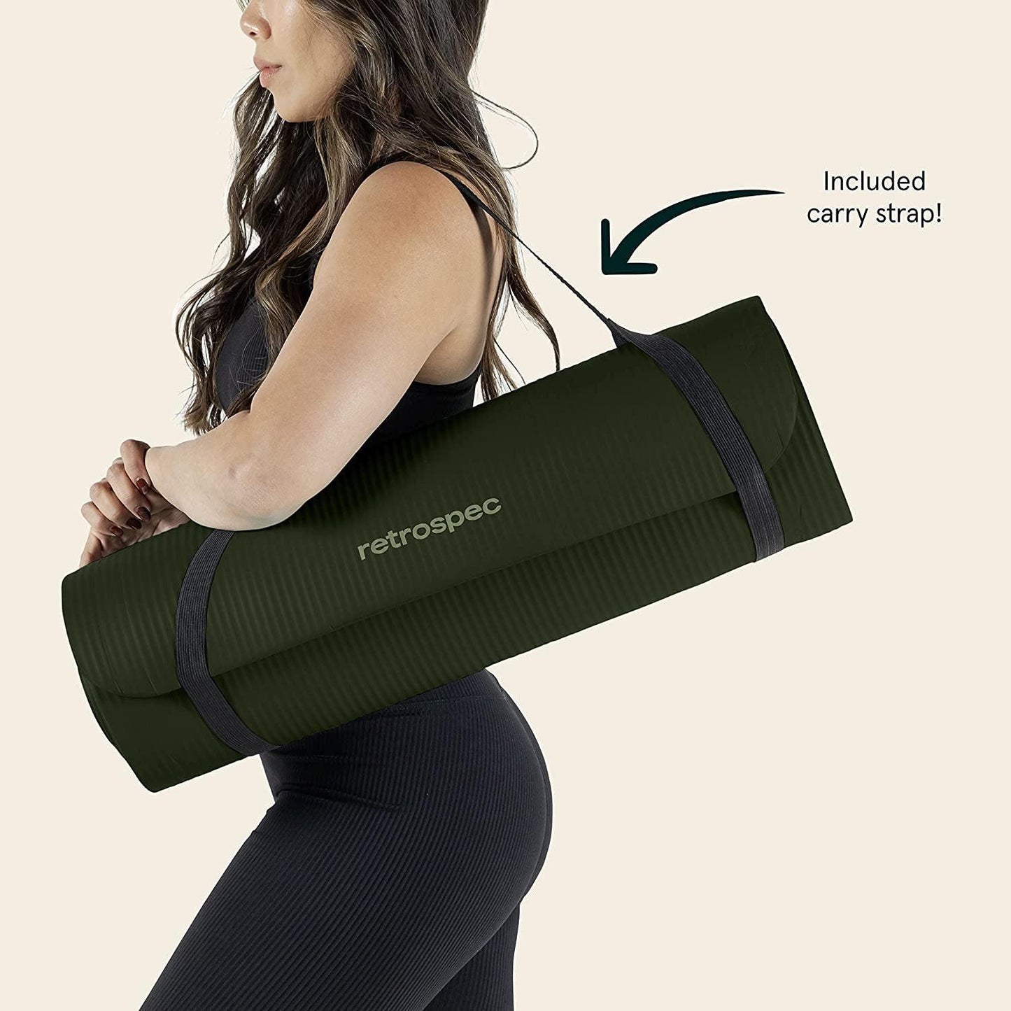 Solana Yoga Mat 1/2" Thick W/Nylon Strap for Men & Women - Non Slip Exercise Mat for Yoga, Pilates, Stretching, Floor & Fitness Workouts.
