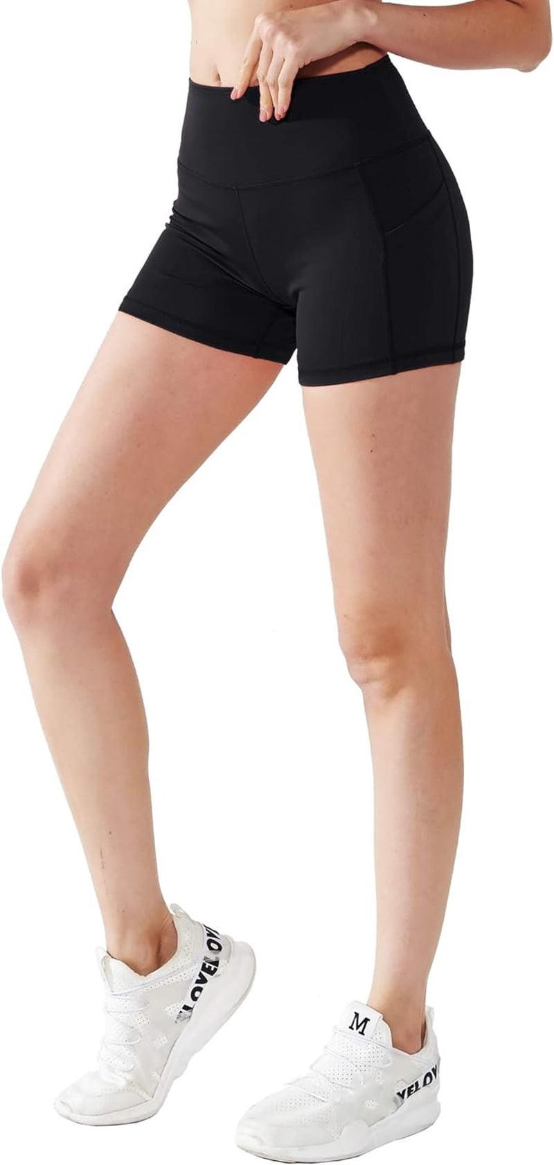 High Waist Athletic Shorts for Womens Yoga Fitness Running Shorts with Deep Pockets.