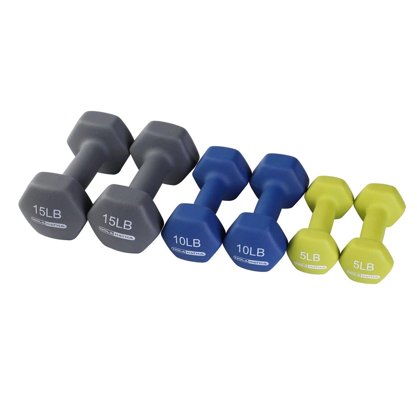5, 10, and 15 Lb Neoprene Dumbbell Free Hand Weight Set & Rack.