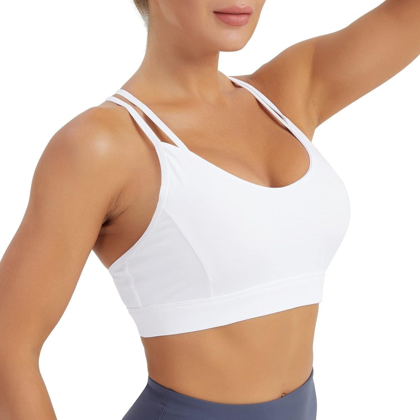 Women'S Sports Bra, Crisscross Back Padded Strappy Sports Bra Medium Support Yoga Bra with Removable Cups.