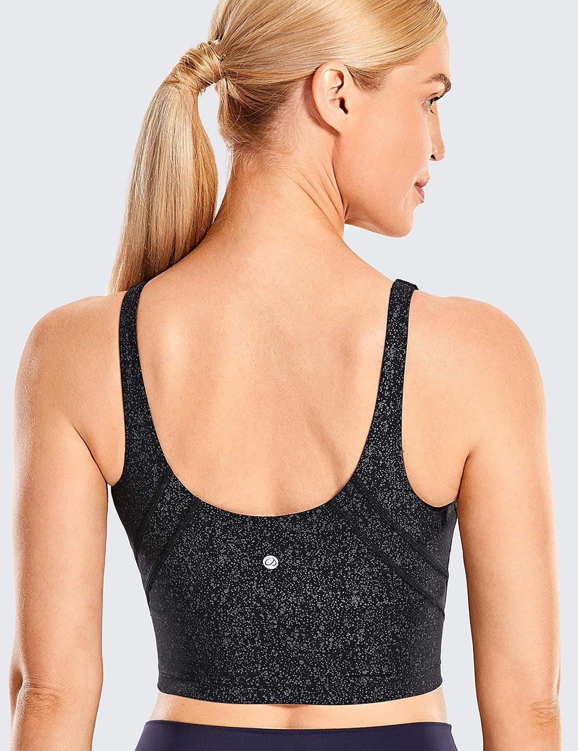 Womens V Neck Workout Tank Tops with Built in Bras - Cropped Padded Athletic Longline Sports Bra
