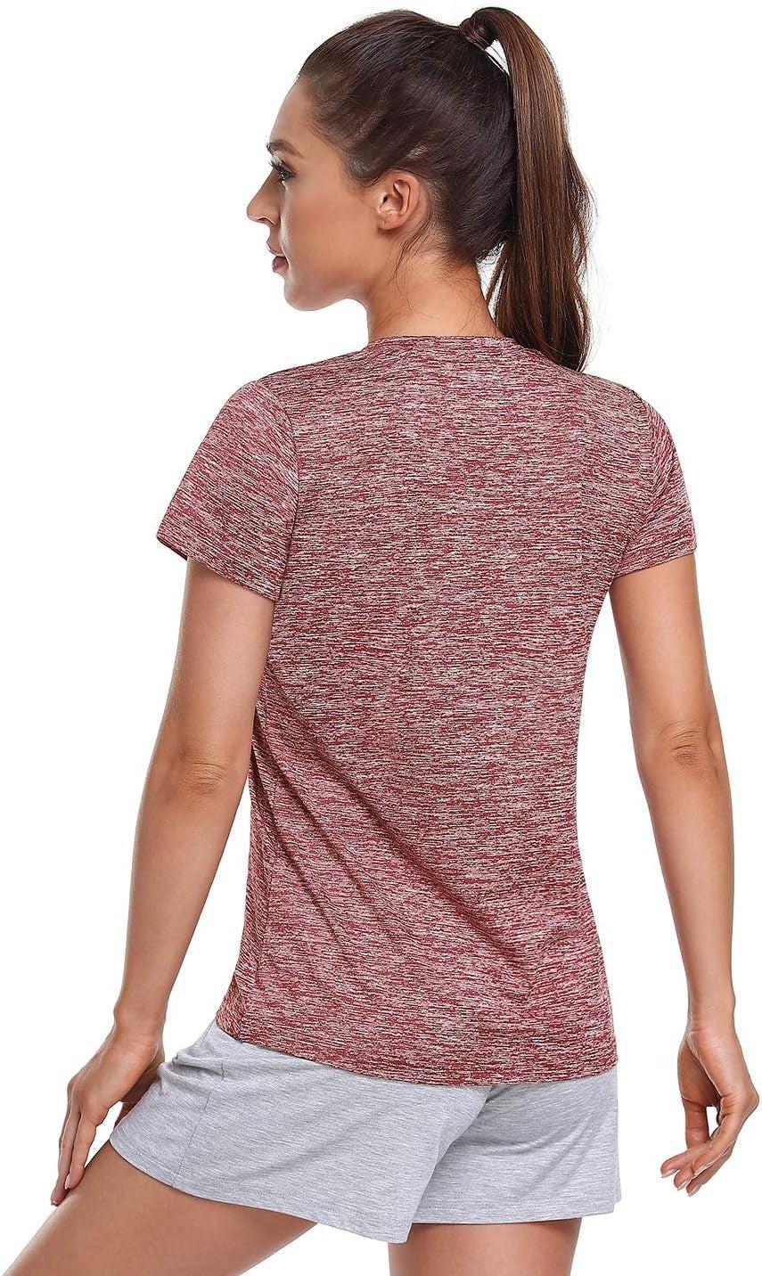 5-Pack Women'S Short Sleeve Dry Fit T-Shirt Moisture Wicking Athletic V-Neck Tee.
