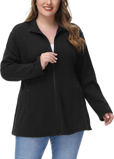 Women Athletic Jacket plus Size Full Zip Lightweight Casual with Zipper Pockets