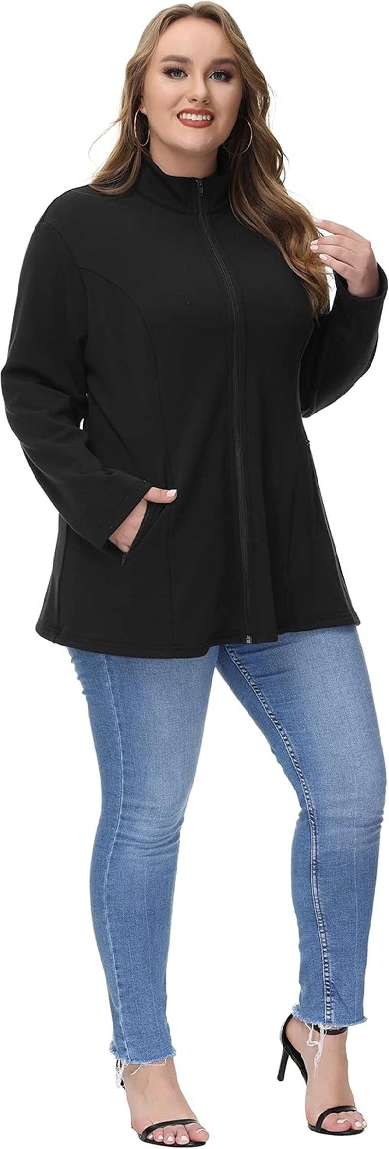 Women Athletic Jacket plus Size Full Zip Lightweight Casual with Zipper Pockets