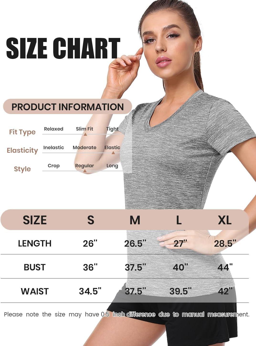 5-Pack Women'S Short Sleeve Dry Fit T-Shirt Moisture Wicking Athletic V-Neck Tee.