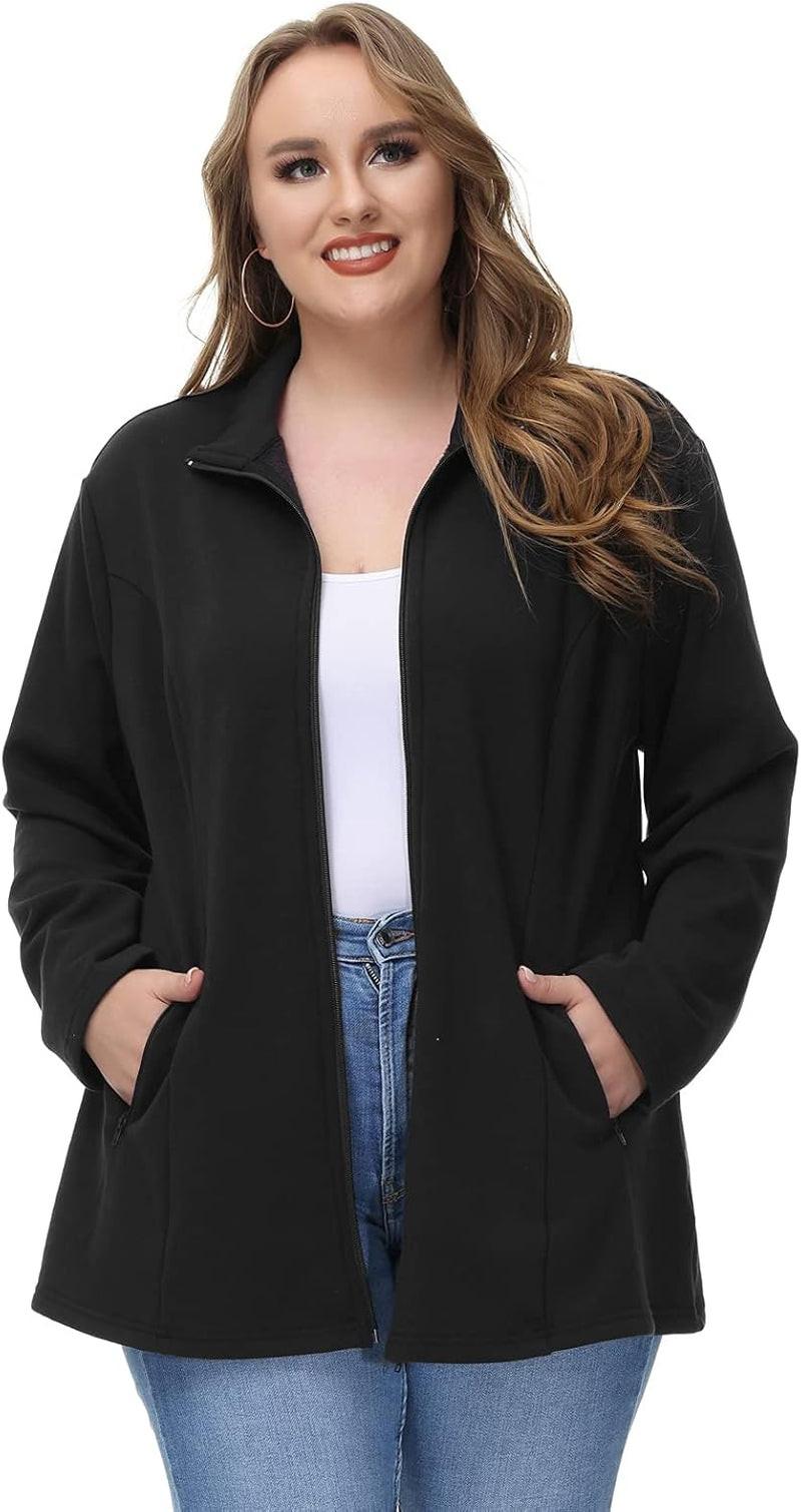 Women Athletic Jacket plus Size Full Zip Lightweight Casual with Zipper Pockets