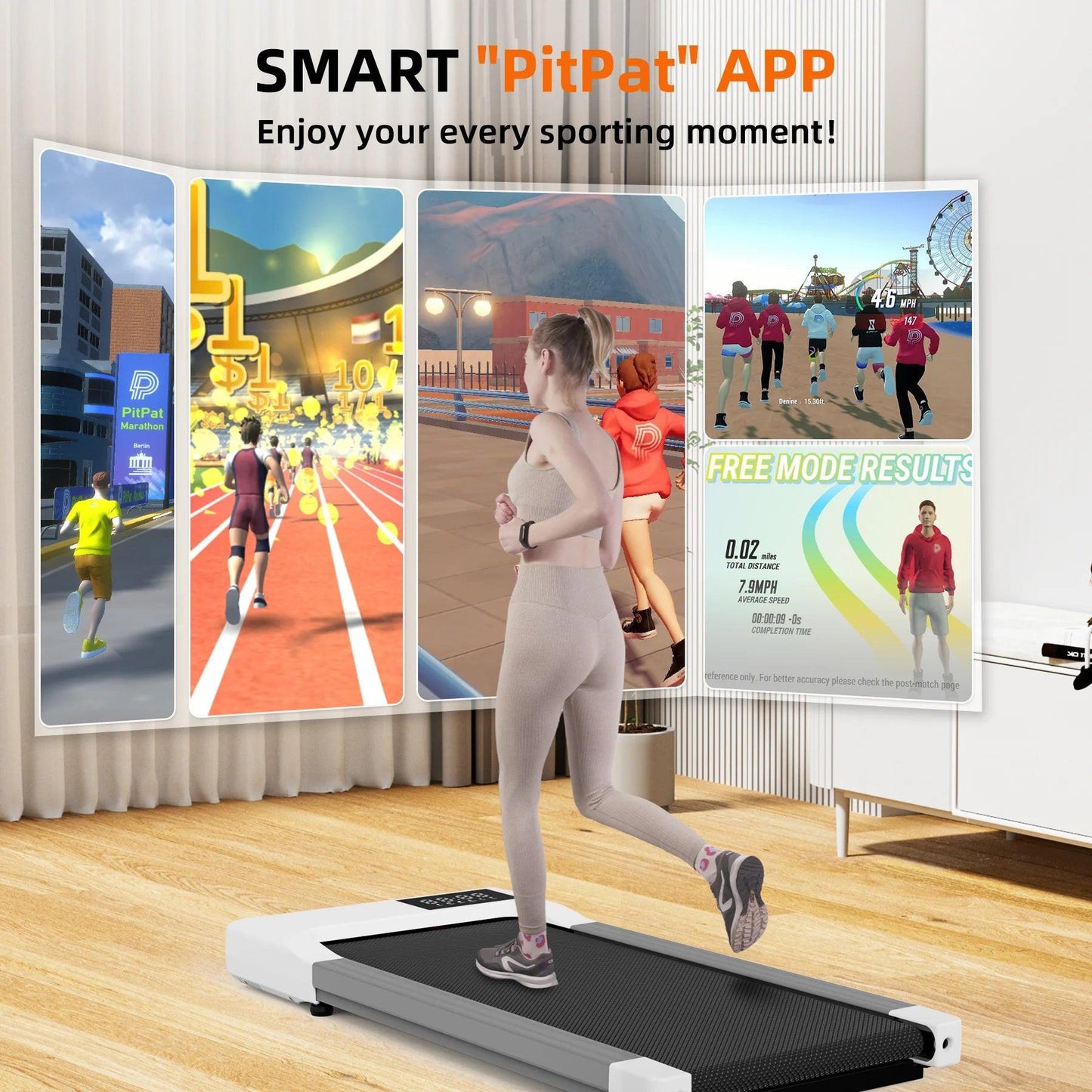 Walking Pad 300Lb,Under Desk Treadmillwith Remote Control ,2 in 1 Portable Walking Pad Treadmill for Home/Office/Exercise/Fitness Workout(White).
