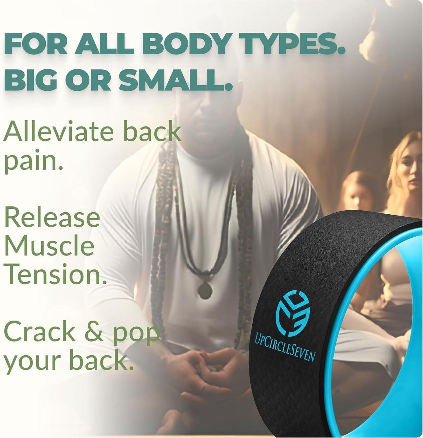 Back Roller & Yoga Wheel - Relieve Lower & Upper Back Pain & Stiffness - Therapeutically Stretch, Mobilize & Decompress Your Spine - Increase Mobility, Flexibility & Alignment.