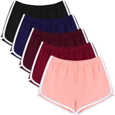 5 Packs Soft Comfy Booty Shorts for Women Cotton Yoga Sports Workout Short Athletic Cycling Hiking Sports Shorts.