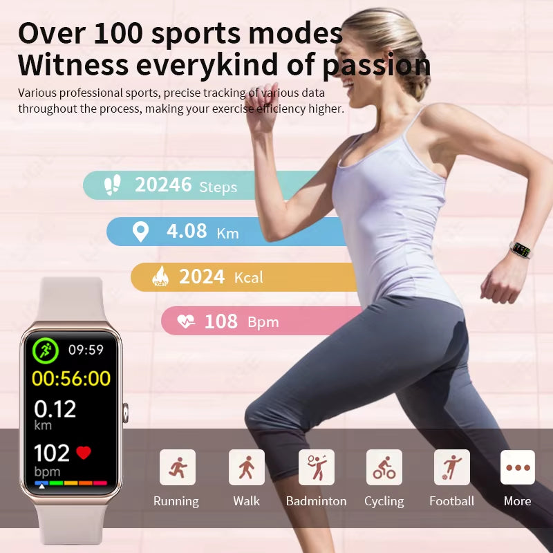 1.47'' HD Smart Watch Women Sports Fitness Bracelet Thermometer Health Monitor Waterproof Ladies Smartwatch for Android IOS