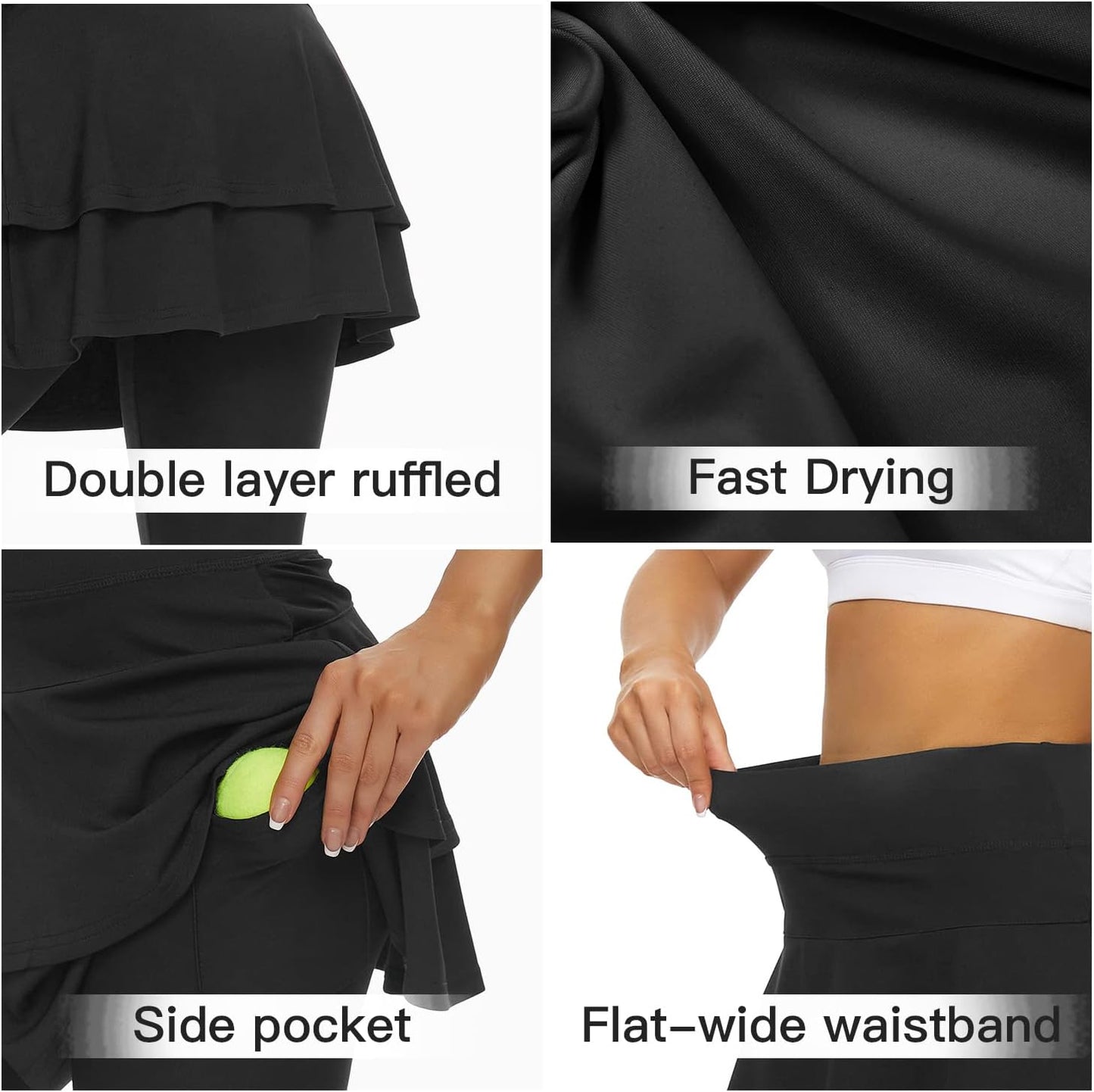 Tennis Skirted Leggings with Pockets for Women Golf Skapri Leggings with Skirt