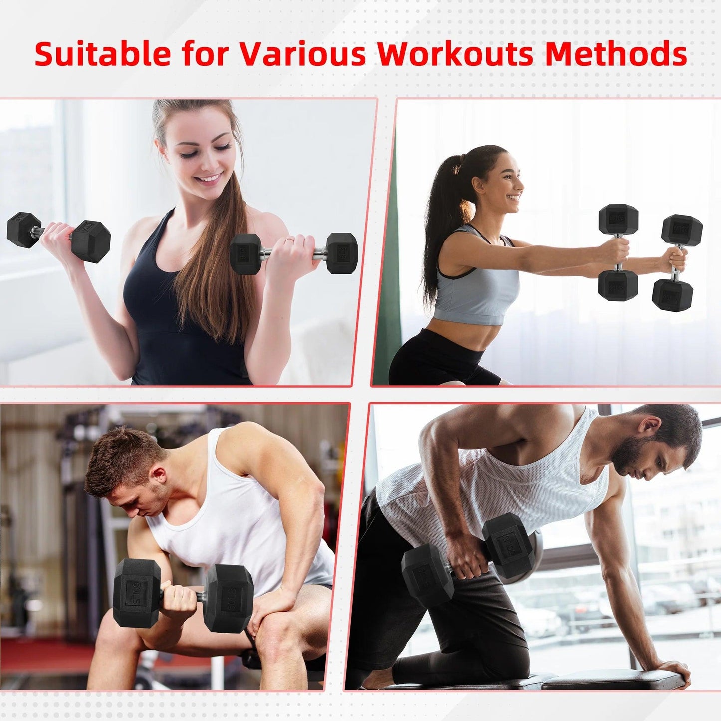 Rubber Encased Hex Dumbbell, Black, 10 Lb.