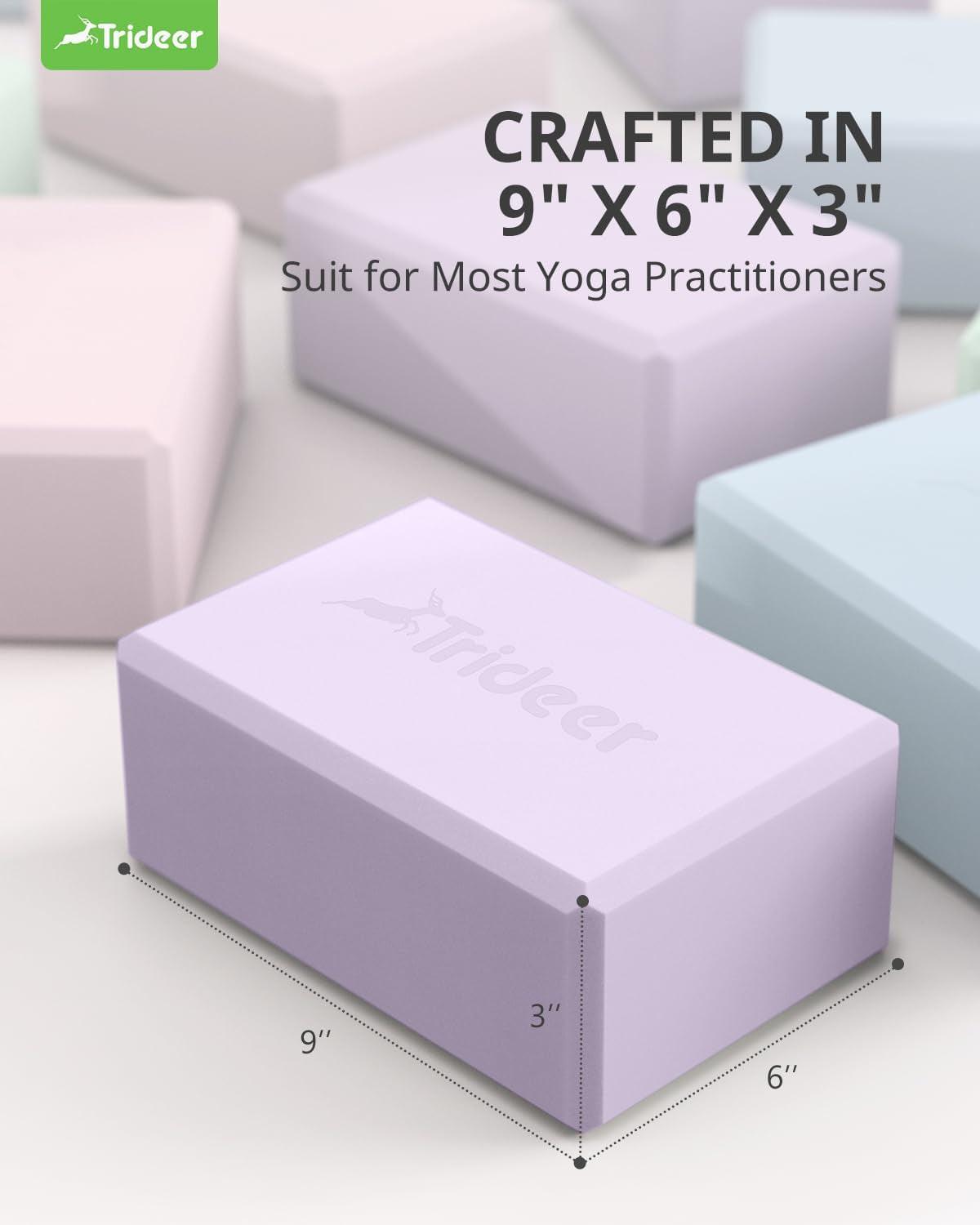 Yoga Blocks 2 Pack, Soft Non-Slip Foam Blocks with Beveled Edges for Alignment and Stretching in Yoga, Pilates, and Dance - Supportive, Lightweight, Odor Resistant, Latex-Free.