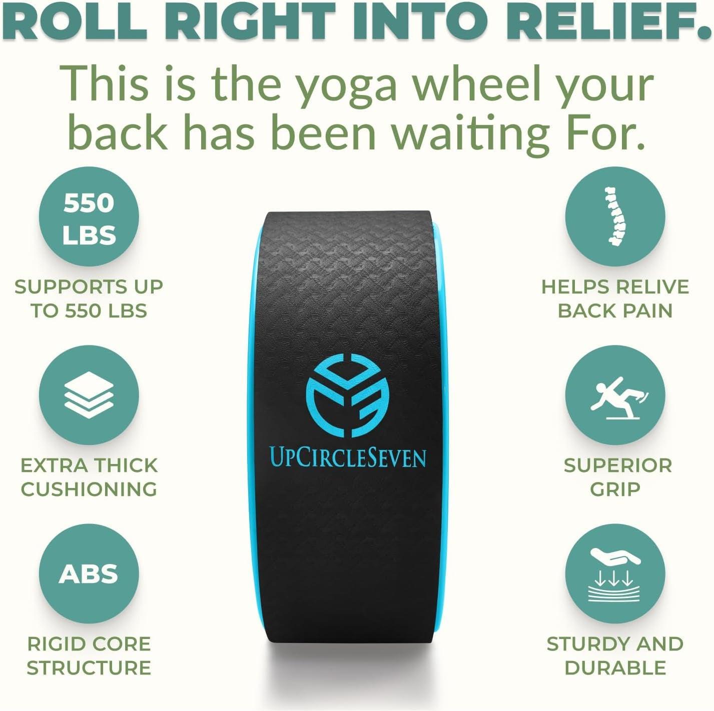 Back Roller & Yoga Wheel - Relieve Lower & Upper Back Pain & Stiffness - Therapeutically Stretch, Mobilize & Decompress Your Spine - Increase Mobility, Flexibility & Alignment.