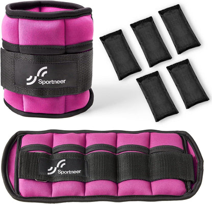 Adjustable Ankle Wrist Weights for Men Women Kids, Adjustable Leg & Cuff Weight Straps for Fitness, Walking, Running, Aerobics, Yoga, Gym | 2 Lbs for Each Ankle, 1 Pair Total Weight 4 Lbs.