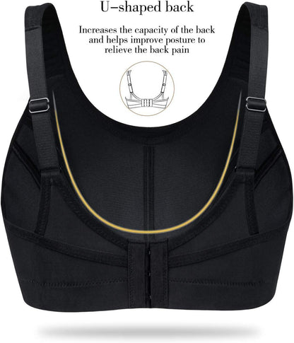 Womens Sports Bras High Impact Adjustable Wireless plus Size Sports Bra Full Figure Large Bust Workout Running Bra
