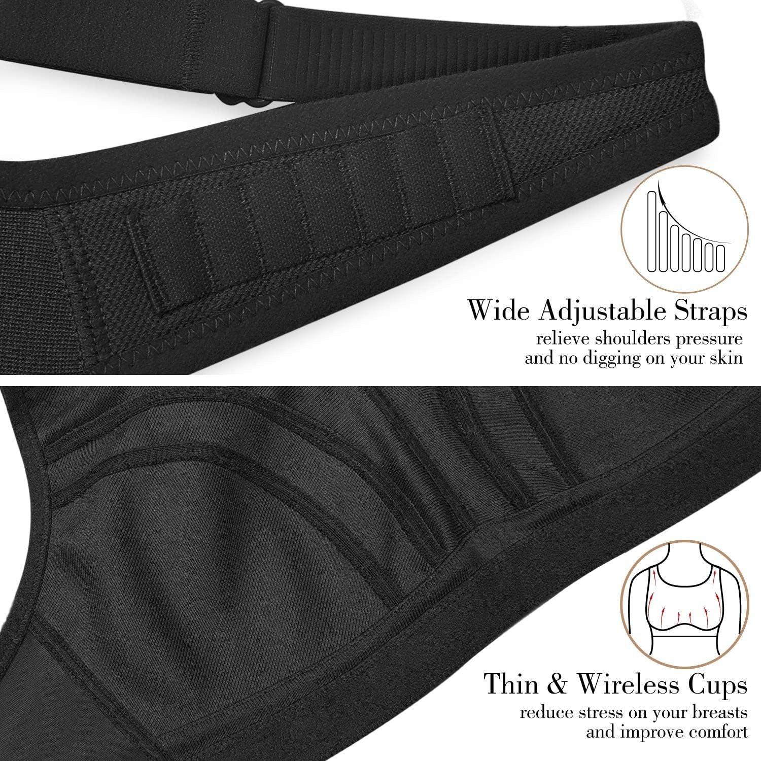 Womens Sports Bras High Impact Adjustable Wireless plus Size Sports Bra Full Figure Large Bust Workout Running Bra