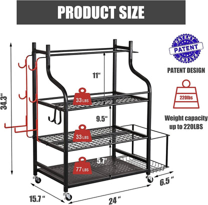 Yoga Mat Storage Racks,Home Gym Storage Rack for Dumbbells Kettlebells Foam Roller, Yoga Strap and Resistance Bands, Workout Equipment Storage Organizer with Hooks and Wheels.