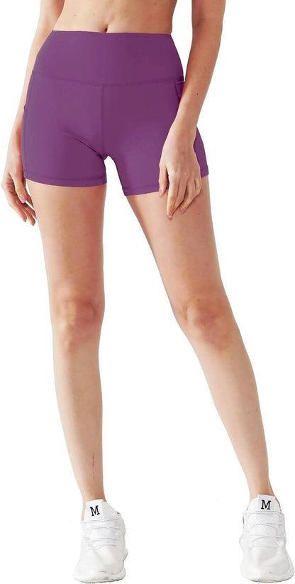 High Waist Athletic Shorts for Womens Yoga Fitness Running Shorts with Deep Pockets.