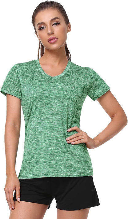 5-Pack Women'S Short Sleeve Dry Fit T-Shirt Moisture Wicking Athletic V-Neck Tee.