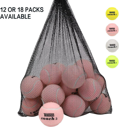 Pressure Training Tennis Balls-12 or 18 Count-Mesh Carry Bag，4 Colors Available，Pressureless Training Exercise Tennis Balls for Beginners..