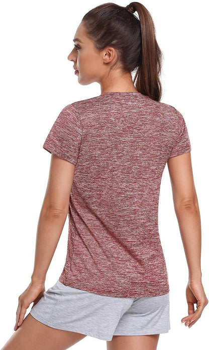 5-Pack Women'S Short Sleeve Dry Fit T-Shirt Moisture Wicking Athletic V-Neck Tee.